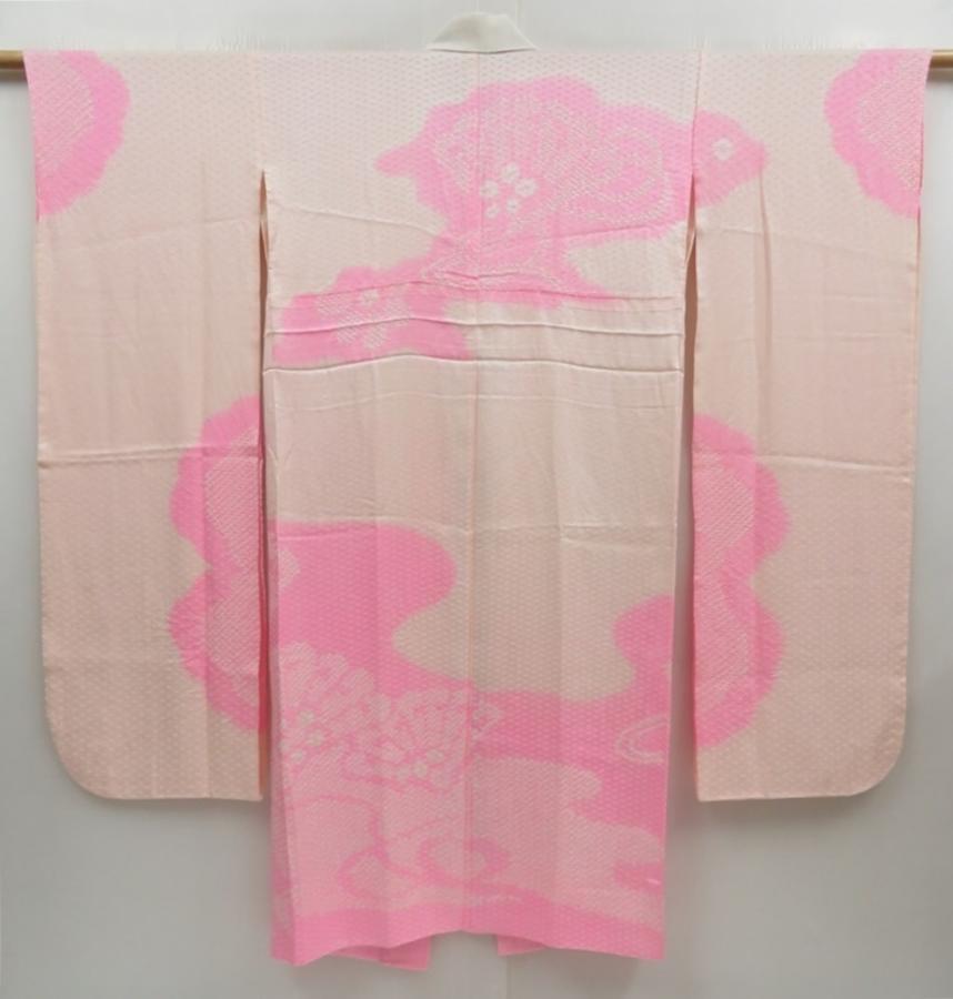 4517T03z670  Japanese Kimono Silk FURISODE JUBAN Folding fan Pink