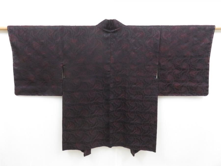 4706T10z610 Vintage Japanese Kimono Silk HAORI Rose Dark grape