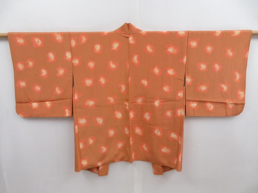 4714T01z560 Vintage Japanese Kimono Silk HAORI  Light brown