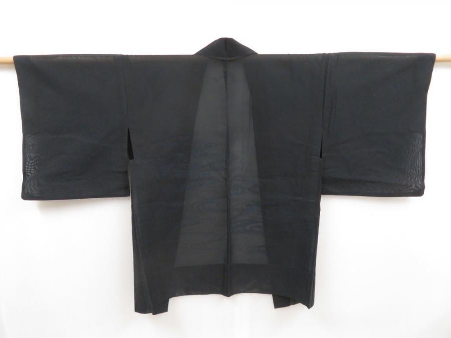 4931T02z310 Vintage Japanese Kimono Silk See through HAORI Stream Black