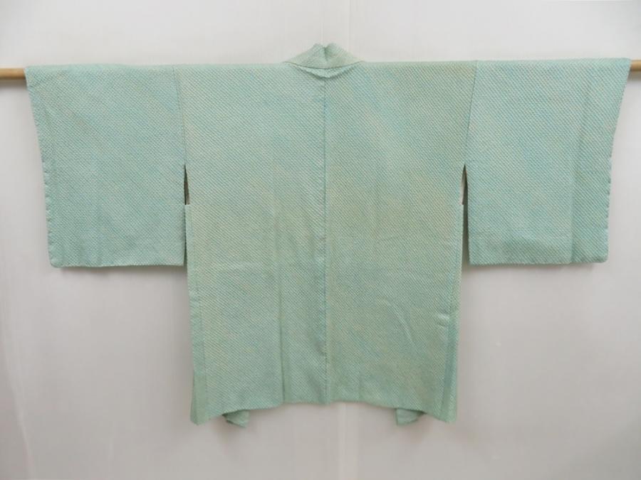 4931T03z570 Vintage Japanese Kimono Silk SHIBORI HAORI  Light blue