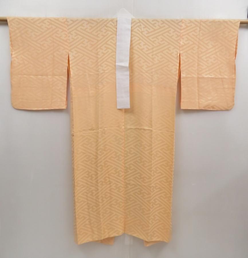 5003T07z590 Vintage Japanese Kimono Silk JUBAN Sayagata Cream-Orange