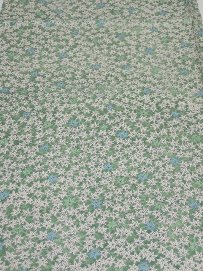 2H01z60  Japanese Kimono Silk  FABRIC Maple Sage green 42.5x13.8