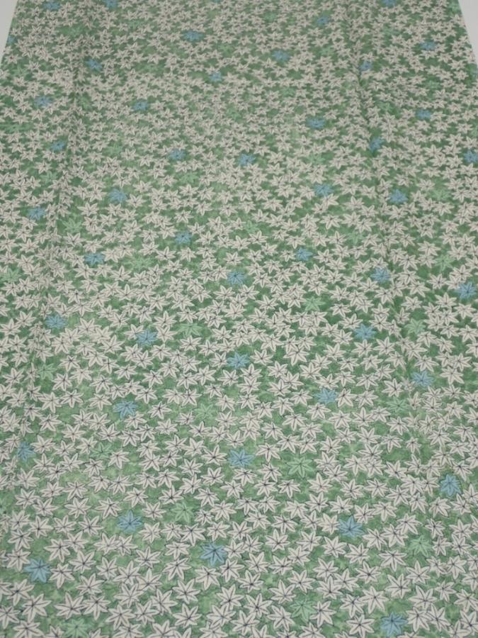 2H04z80  Japanese Kimono Silk  FABRIC Maple Sage green 63.0x13.8