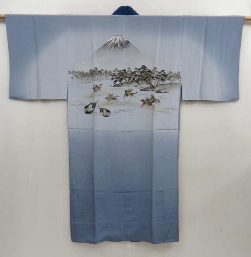 5006T06z410 Vintage Japanese Kimono Silk Men's JUBAN 一富士二鷹三茄子